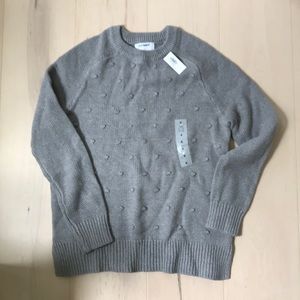 Grey sweater with pom detail
